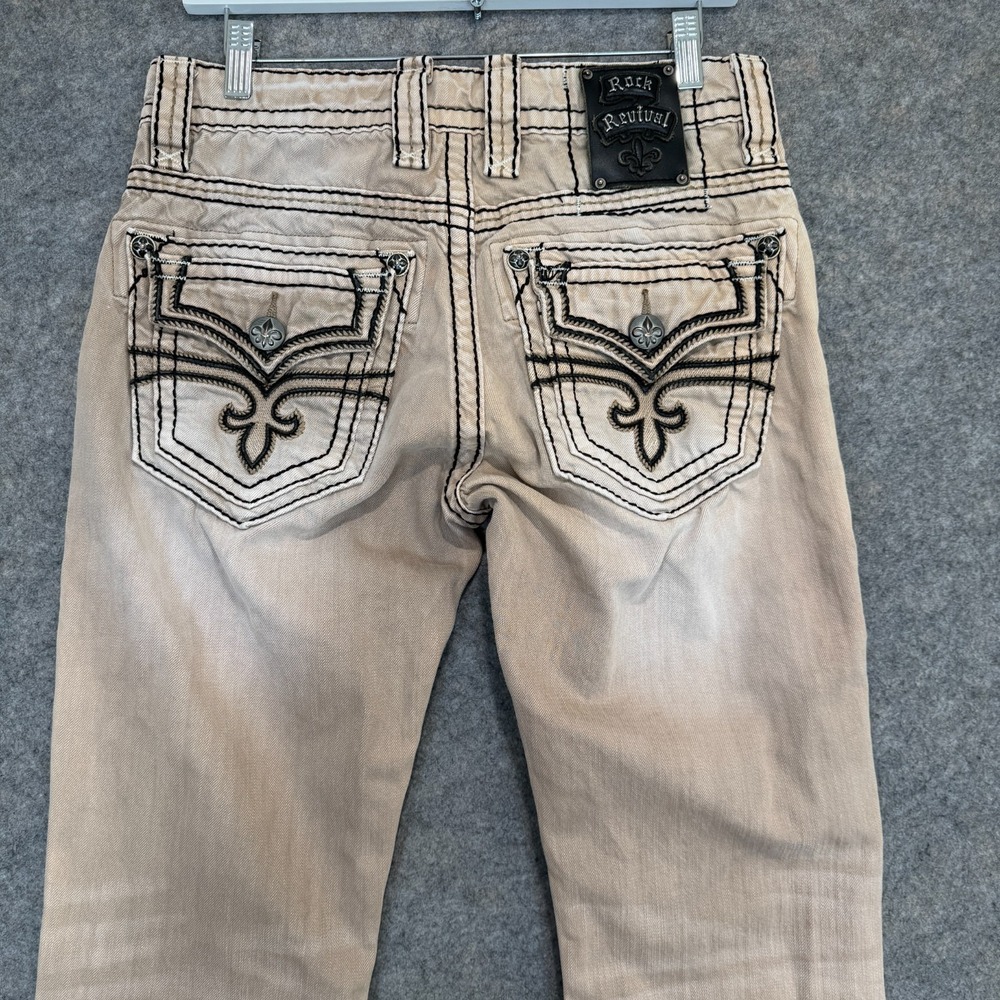 Rock Revival Alton Straight Jeans Mens 30x33 Thick Stitch Grunge Y2K Goth Tattoo